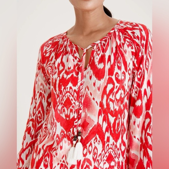Chicos Boho Ikat Tassel Accent Popover Blouse Womens Size 20-22 - Picture 3 of 14